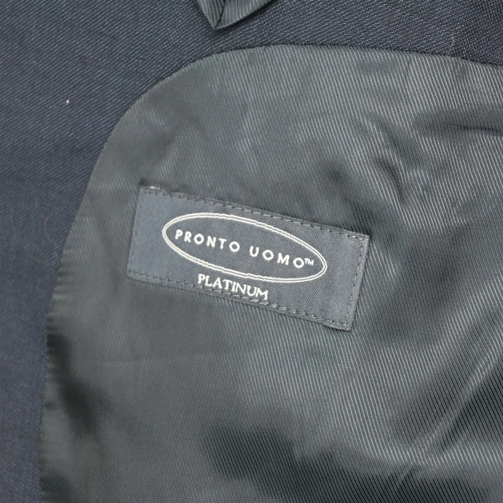 Pronto Uomo 54S 46x30 Blue Sharkskin 100% Wool Mens Jacket Pants Suit